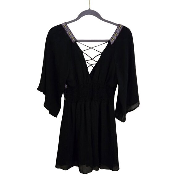 Lulus Reign Check Black Embroidered Dress Size M - Picture 3 of 14